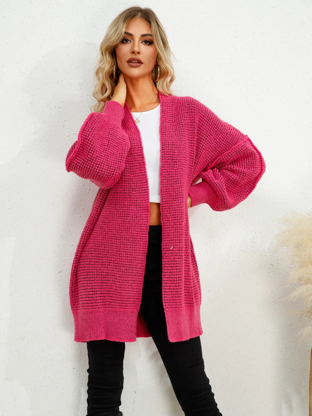 Open Front Dropped Shoulder Cardigan | Cardigans Daverri Fashions