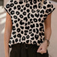 Daverri Fashions black and cream leopard-print cap sleeve sweater