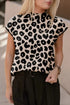 Daverri Fashions black and cream leopard-print cap sleeve sweater
