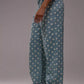 Daverri Polka Dot Wide Leg Jeans in light blue with white dots