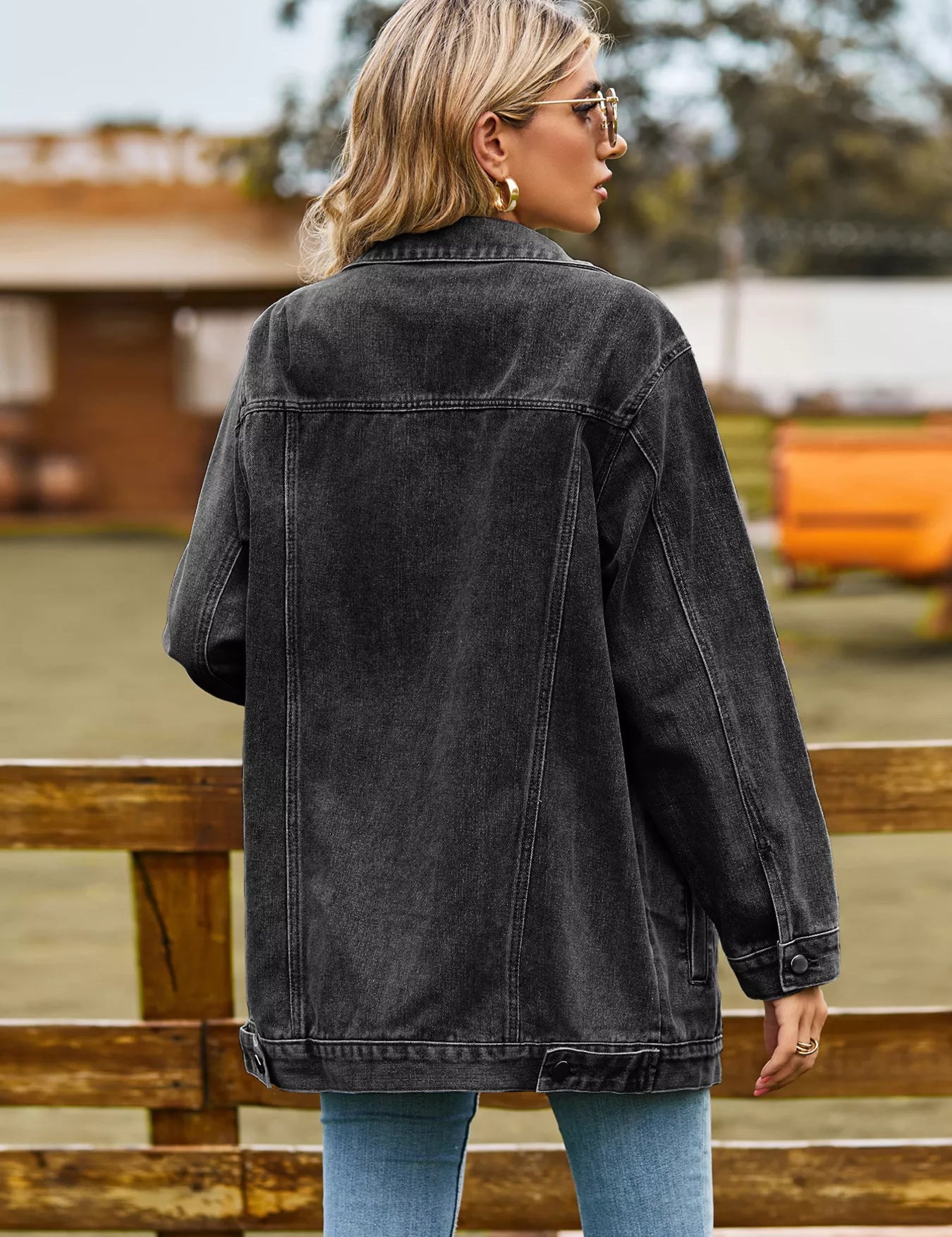 Button Up Long Sleeve Denim Jacket | Denim Jackets Daverri Fashions