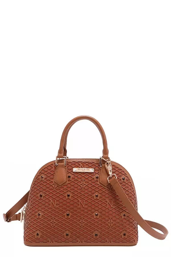 BROWN OS Nicole Lee USA Gracie Dome Satchel | Daverri Fashions