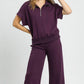 Umgee Full Size Half-Zip Short Sleeve Top Plus Size Tops