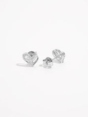 925 Sterling Silver Inlaid Zircon Heart Stud Earrings