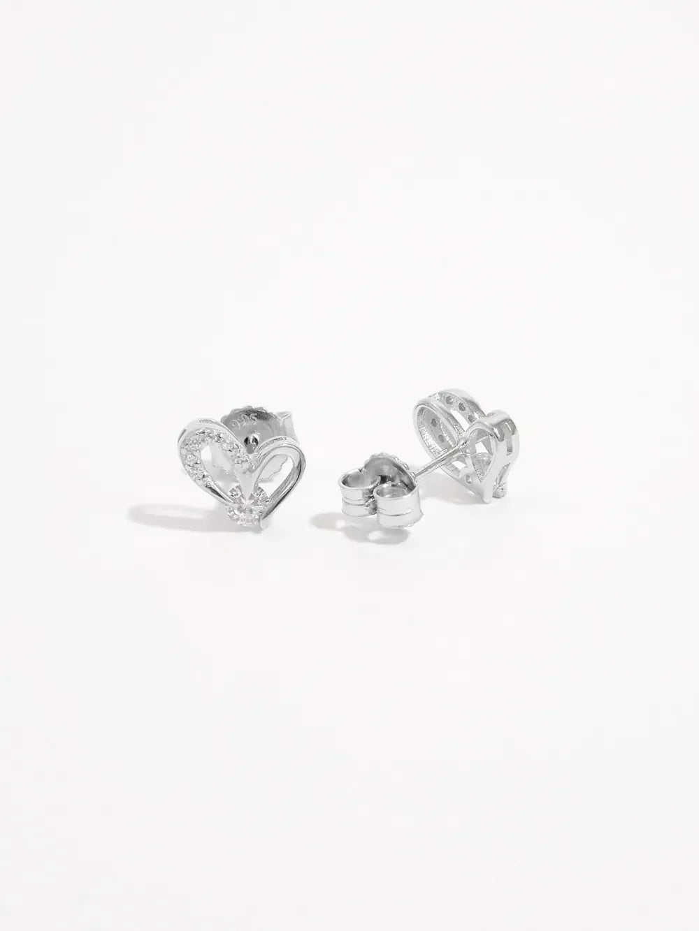 925 Sterling Silver Inlaid Zircon Heart Earrings - DAVERRI FASHIONS