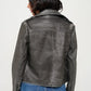 Coalition LA Zip Up Vegan Leather Biker Jacket with Belt - DAVERRI FASHIONS