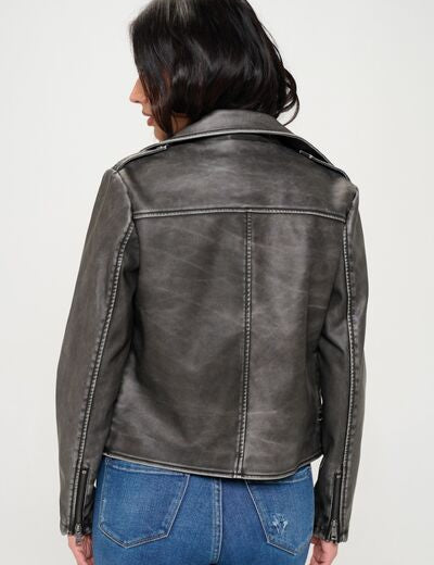 Coalition LA Zip Up Biker Jacket with Belt