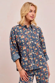 BiBi Washed Floral Print Denim Jacket | Shackets Daverri Fashions