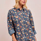 BiBi Washed Floral Print Denim Jacket Shackets