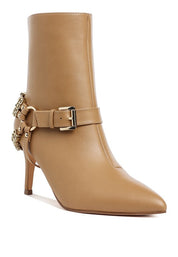 Beige Nicene Harness Detail Stiletto Boots | Boots Daverri Fashions