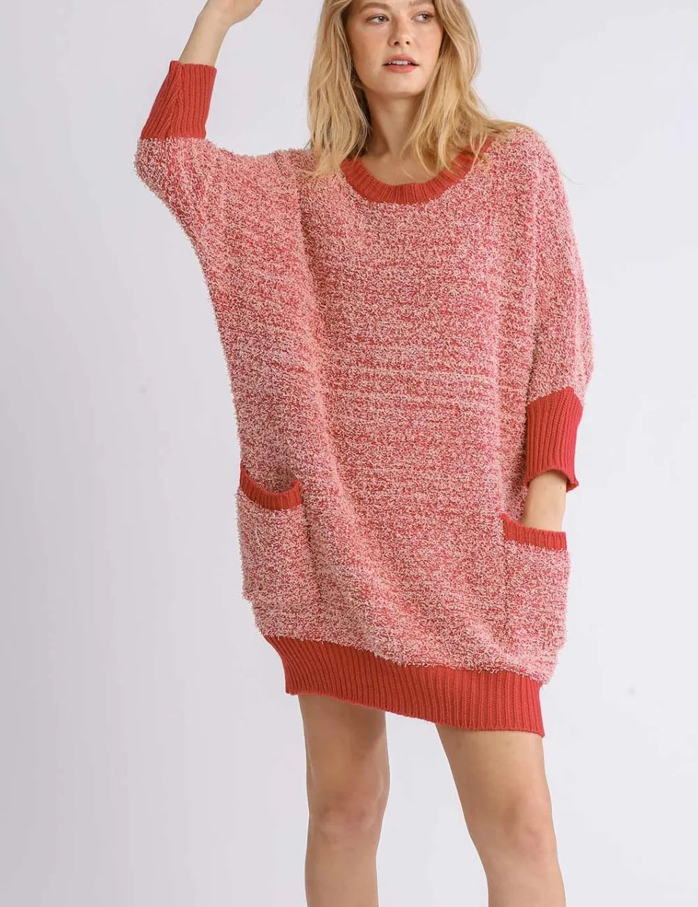4 Sleeve Sweater Dress with Pockets Plus Size | Daverri Fashions