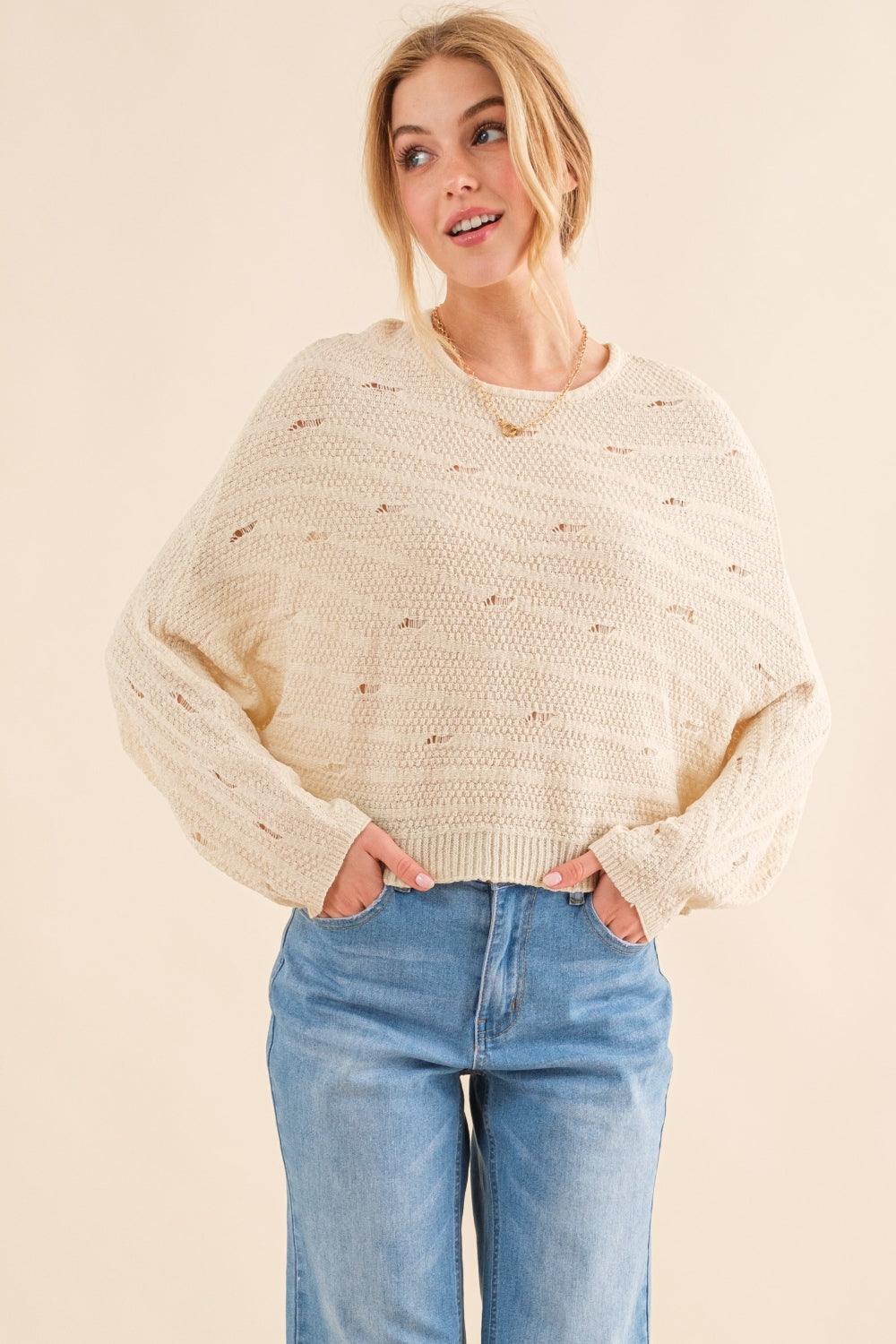 And The Why Dolman Sleeves Sweater - DAVERRI FASHIONS