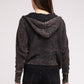 Zenana Acid Washed Hoodie Jacket Coats & Jackets