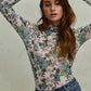 SO ME Floral Print Mesh Knit Long Sleeves Top - DAVERRI FASHIONS