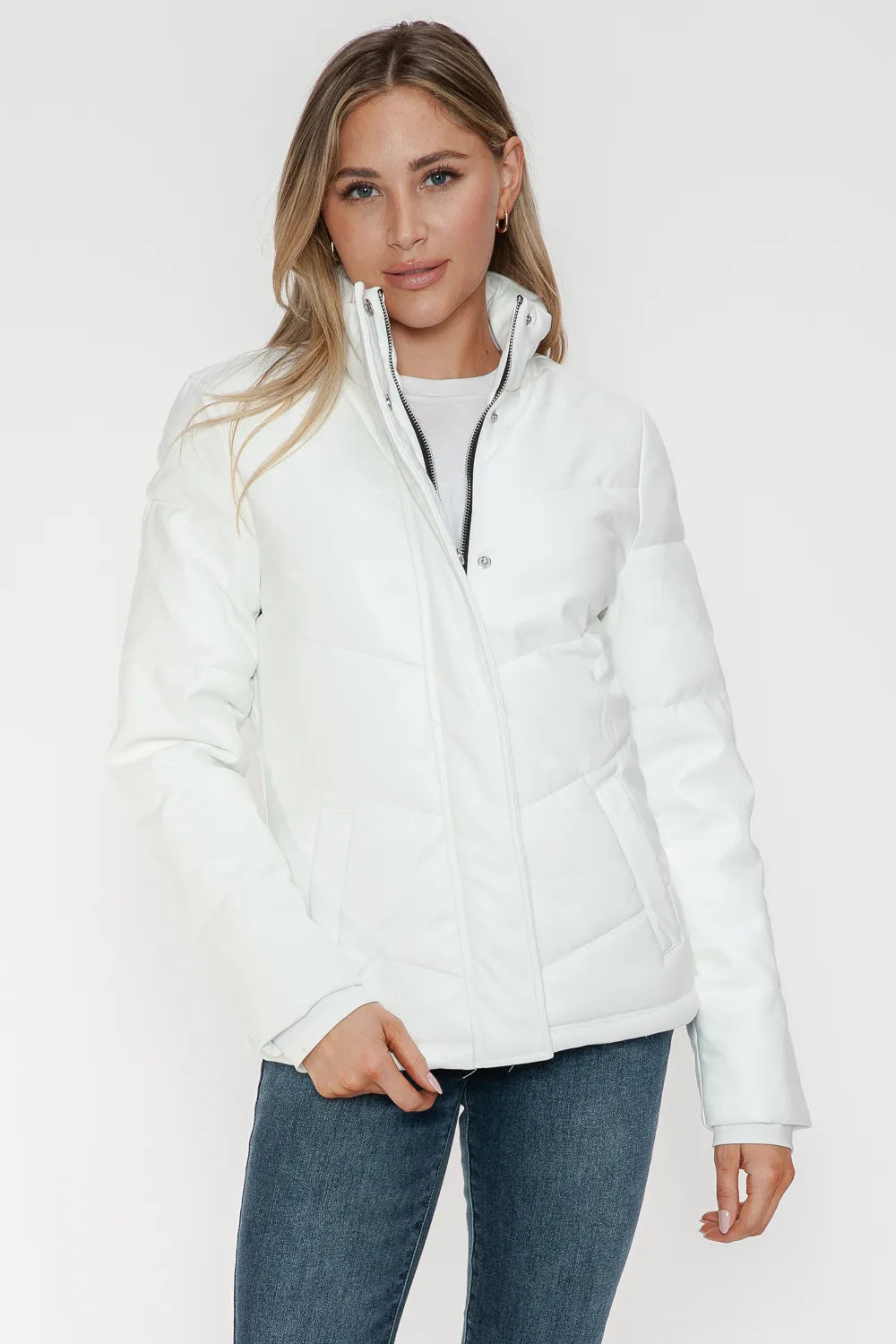 Snobbish Pocketed Zip Up Turtleneck Puffer Jacket Jackets