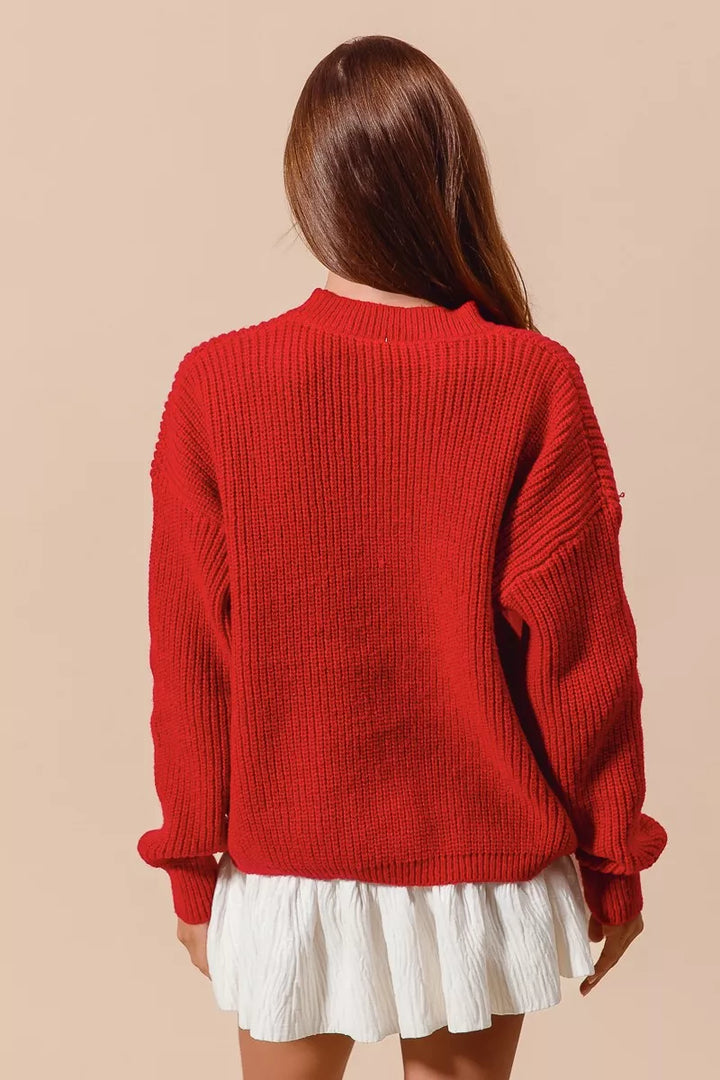 SO ME All Over Ribbon Sequins Christmas Holiday Sweater | Sweaters Daverri Fashions
