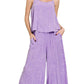 Zenana Lavender Woven Acid Crinkle Washed Cami & Pants 2 Piece Set LAVENDER Outfit Sets