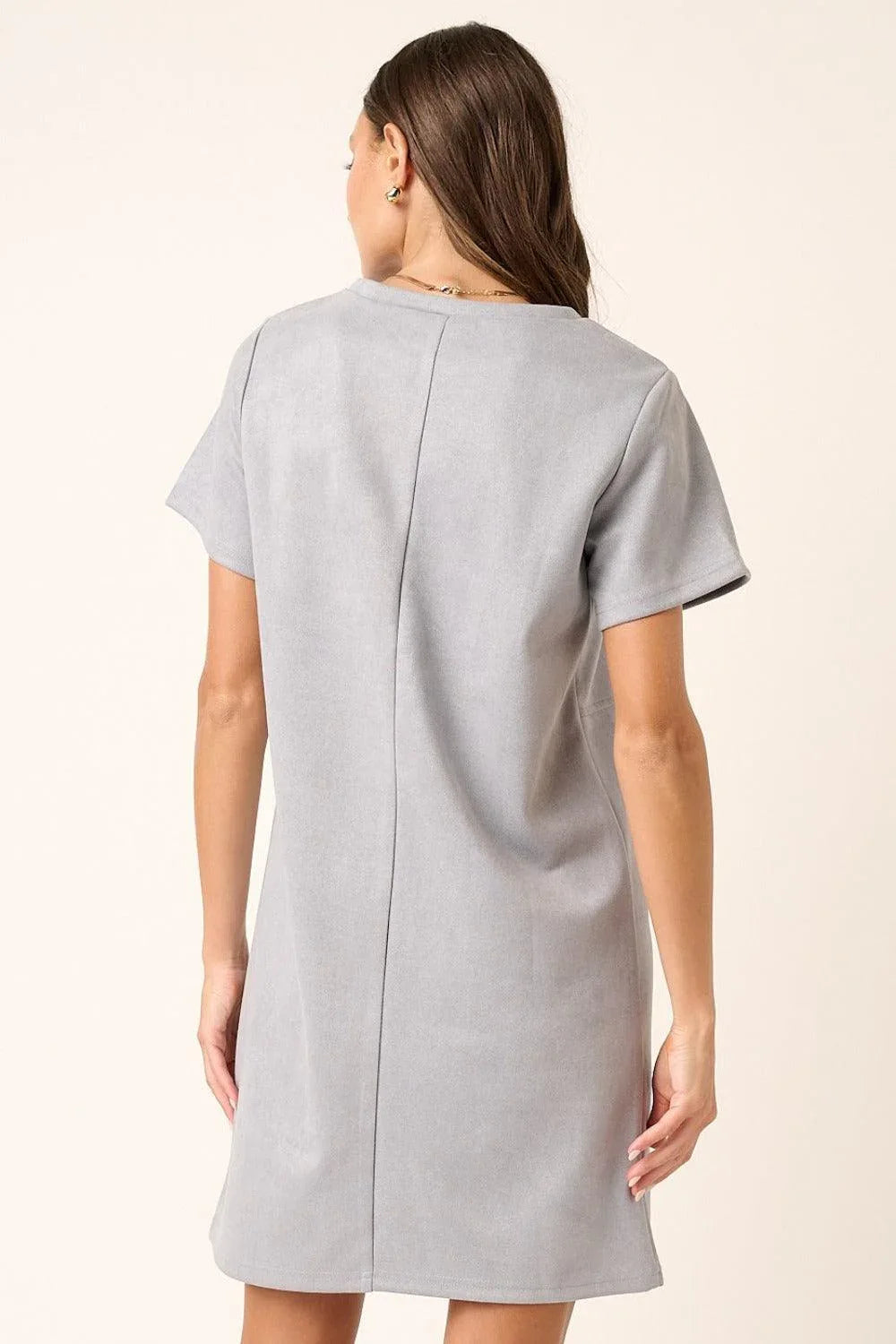 Mittoshop Suede Short Sleeve Mini Dress - DAVERRI FASHIONS