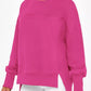 Slit Round Neck Dropped Shoulder Sweatshirt - DAVERRI FASHIONS