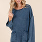Mineral Wash Patch Pocket Cut Edge Sweater Sweaters