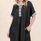 Casual Contrast Trim Henley Dress