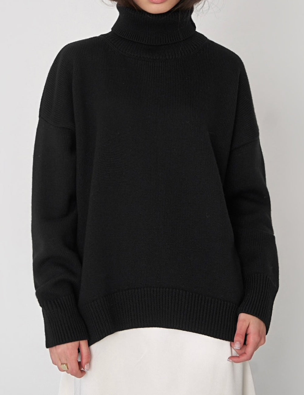 Turtle Neck Dropped Shoulder Sweater | Sweaters Daverri Fashions