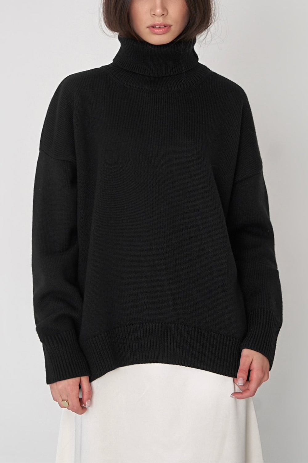 Turtle Neck Dropped Shoulder Sweater | Sweaters Daverri Fashions