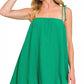 Zenana Woven Airflow emerald green sleeveless mini dress