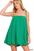 Zenana Woven Airflow emerald green sleeveless mini dress