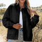 Women’s black floral quilted bomber jacket with baseball collar