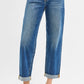 RISEN Full Size Mid Rise Boyfriend Roll Up Jeans Plus Size DARK Jeans