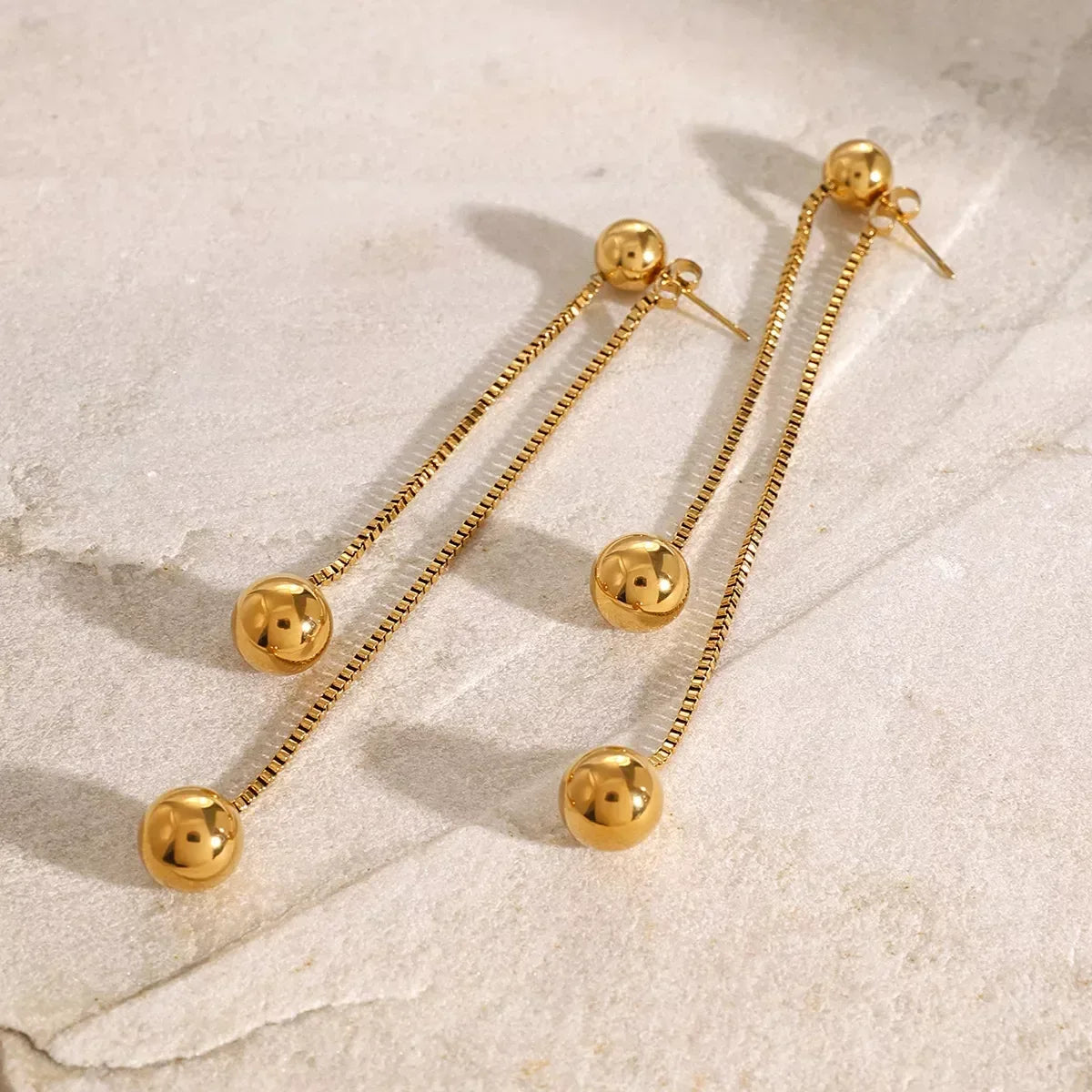 18K Gold-Plated Ball Drop Earrings - DAVERRI FASHIONS