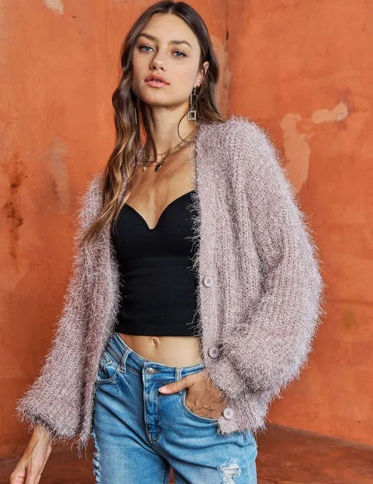 ADORA Fuzzy Sweater Cardigan | Sweaters Daverri Fashions