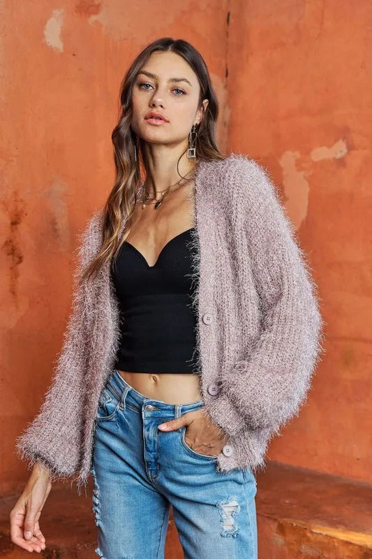ADORA Fuzzy Sweater Cardigan Cardigans