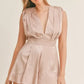 MABLE Draped Romper with Pleated Shoulder Pad Detail - DAVERRI FASHIONS
