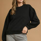 Umgee Round Neck Sweatshirt with Pleated Detail - DAVERRI FASHIONS