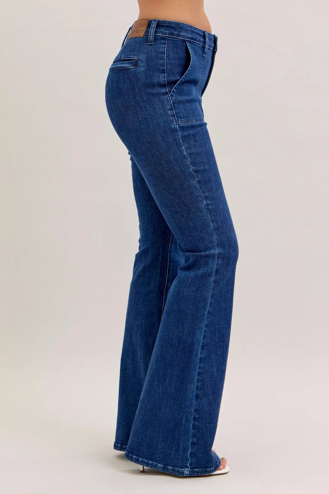 Judy Blue High Waist Flare Jeans with Front Patch Pockets | Jeans Daverri Fashions