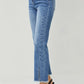 RISEN High Waist Raw Hem Slit Straight Jeans - DAVERRI FASHIONS
