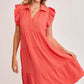 Umgee Johnny Collar Ruffle Cap Sleeve Tiered Dress Strawberry 1XL Knee Length Dresses