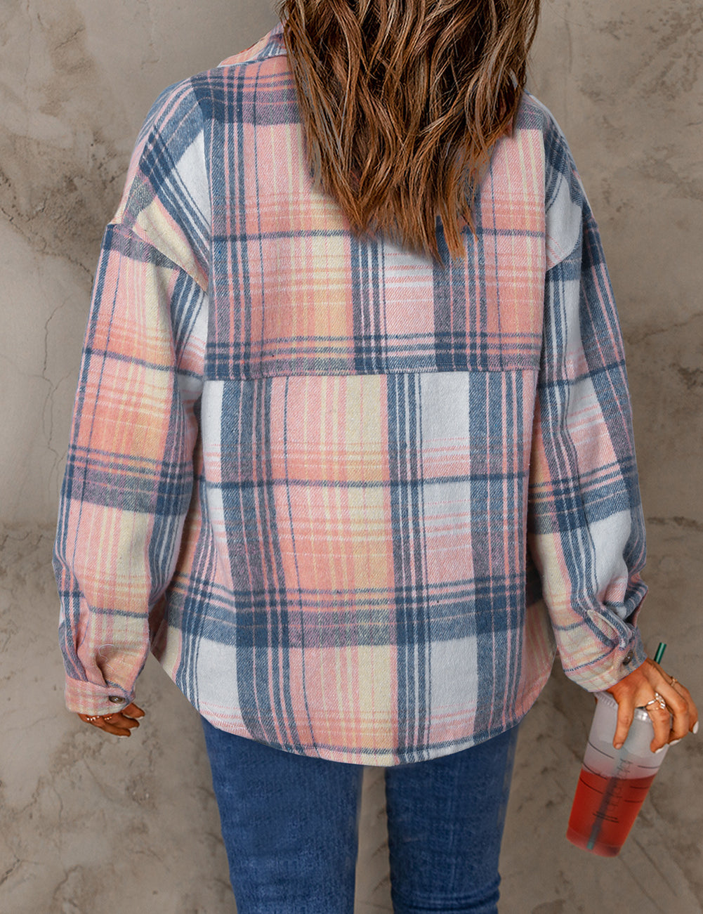 Brown Plaid Flap Pockets Shacket | Shackets Daverri Fashions