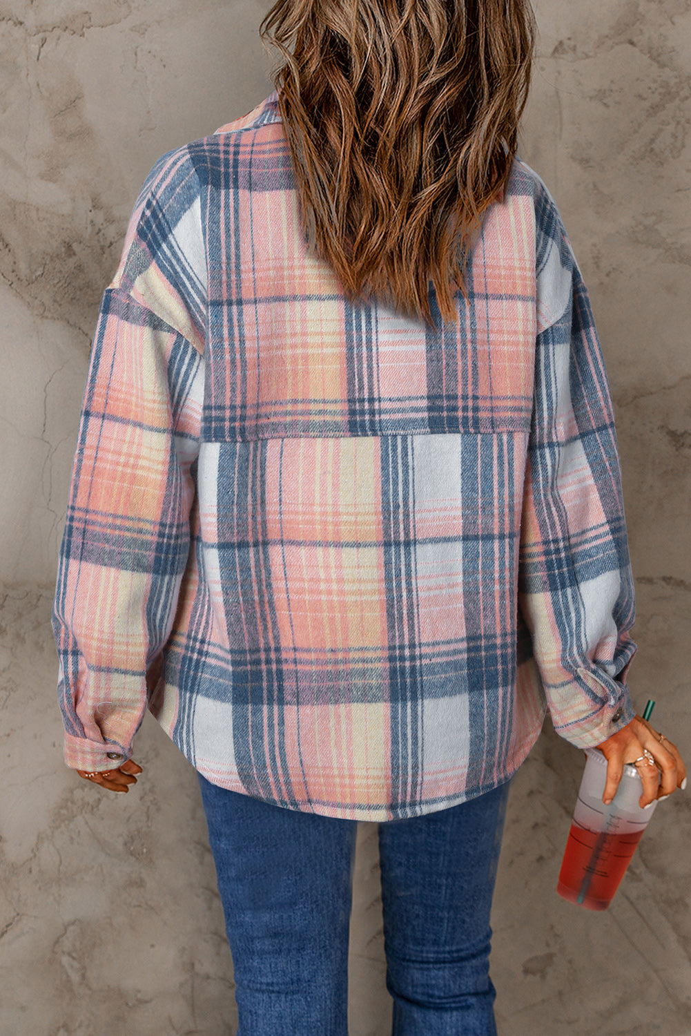 Brown Plaid Flap Pockets Shacket | Shackets Daverri Fashions