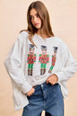 BiBi Christmas Sequin Nutcrackers Embroidery Sweatshirt - DAVERRI FASHIONS