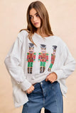 BiBi Christmas Sequin Nutcrackers Embroidery Sweatshirt - DAVERRI FASHIONS