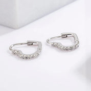 Modern 925 sterling silver zircon heart hoop earrings