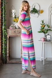 Heimish Striped Short Sleeve Maxi Tee Dress Maxi Dresses