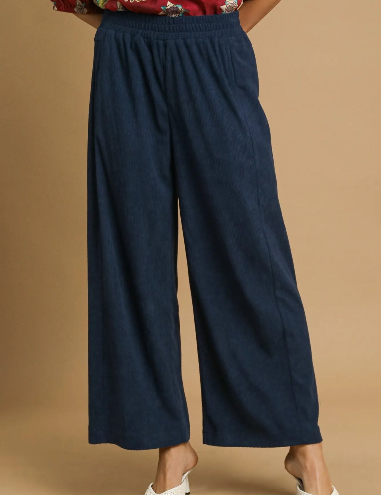 NAVY BLUE Umgee Wide-Leg Corduroy Pants | Daverri Fashions