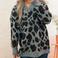 Leopard V-Neck Drop Shoulder Sweater - DAVERRI FASHIONS
