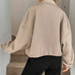 Drawstring Hem Textured Long Sleeve Jacket - DAVERRI FASHIONS