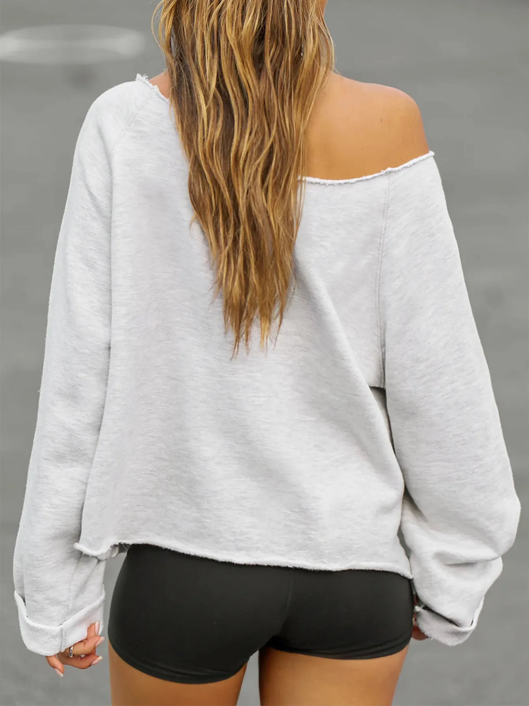 Off-Shoulder Long Sleeve Sweatshirt | Sweatshirts Daverri Fashions