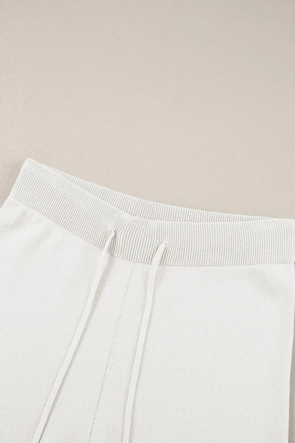 White drawstring elastic pants with ribbed top in Contrast Trim Set